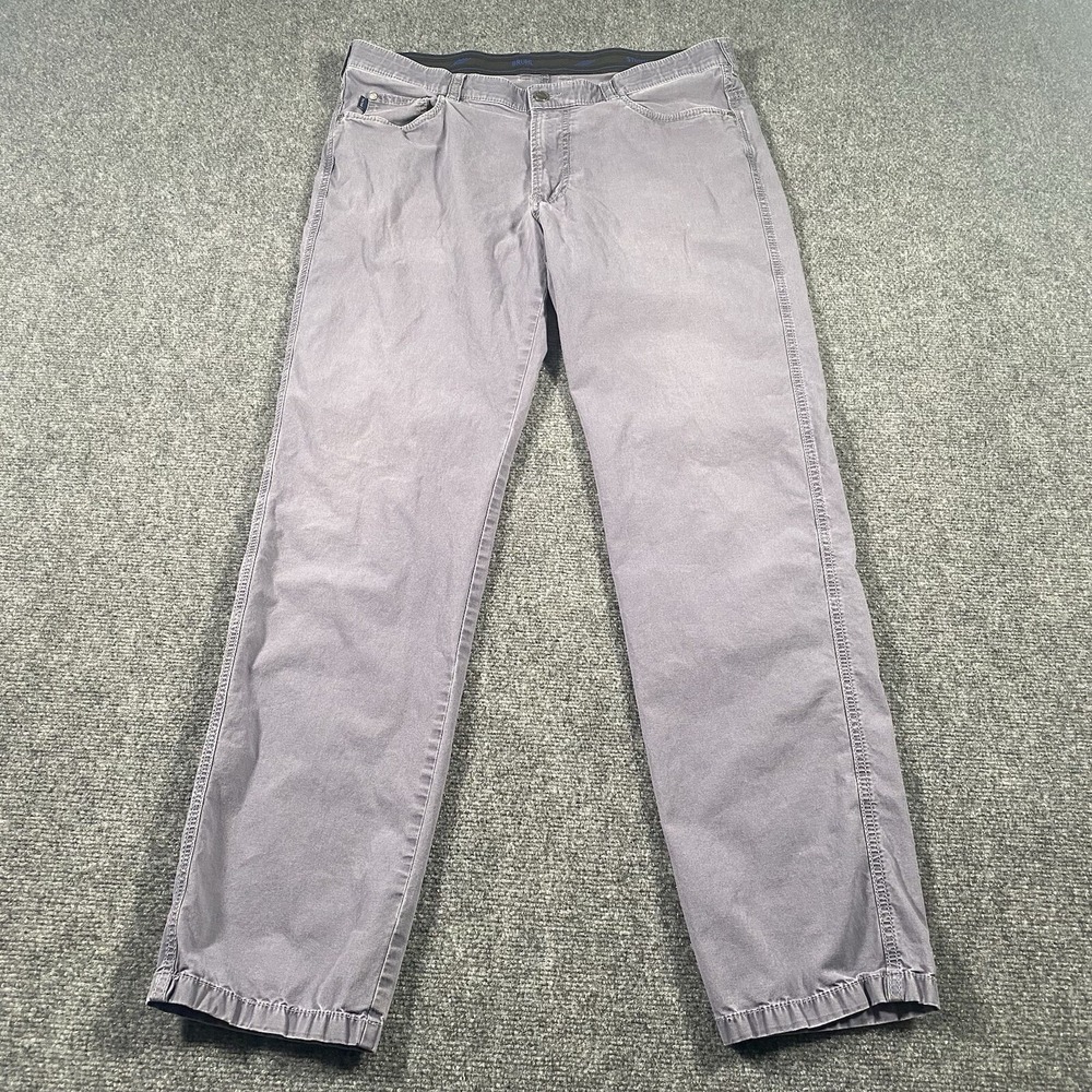 Bruhl Faded Gray Chino 5 Pocket Pants Mens 36x32 Straight Leg Stretch Fit